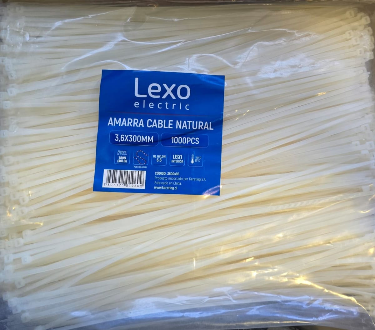 Amarra cable natural 3,6x300mm 1000 unidades
